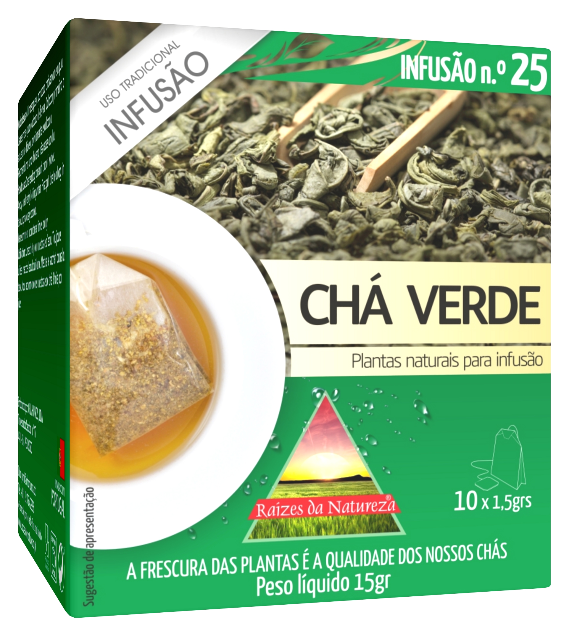 chá verde RDN Infusão Chá Verde Raizes da Natureza - 10 saquetas x 1,5g - Image 1