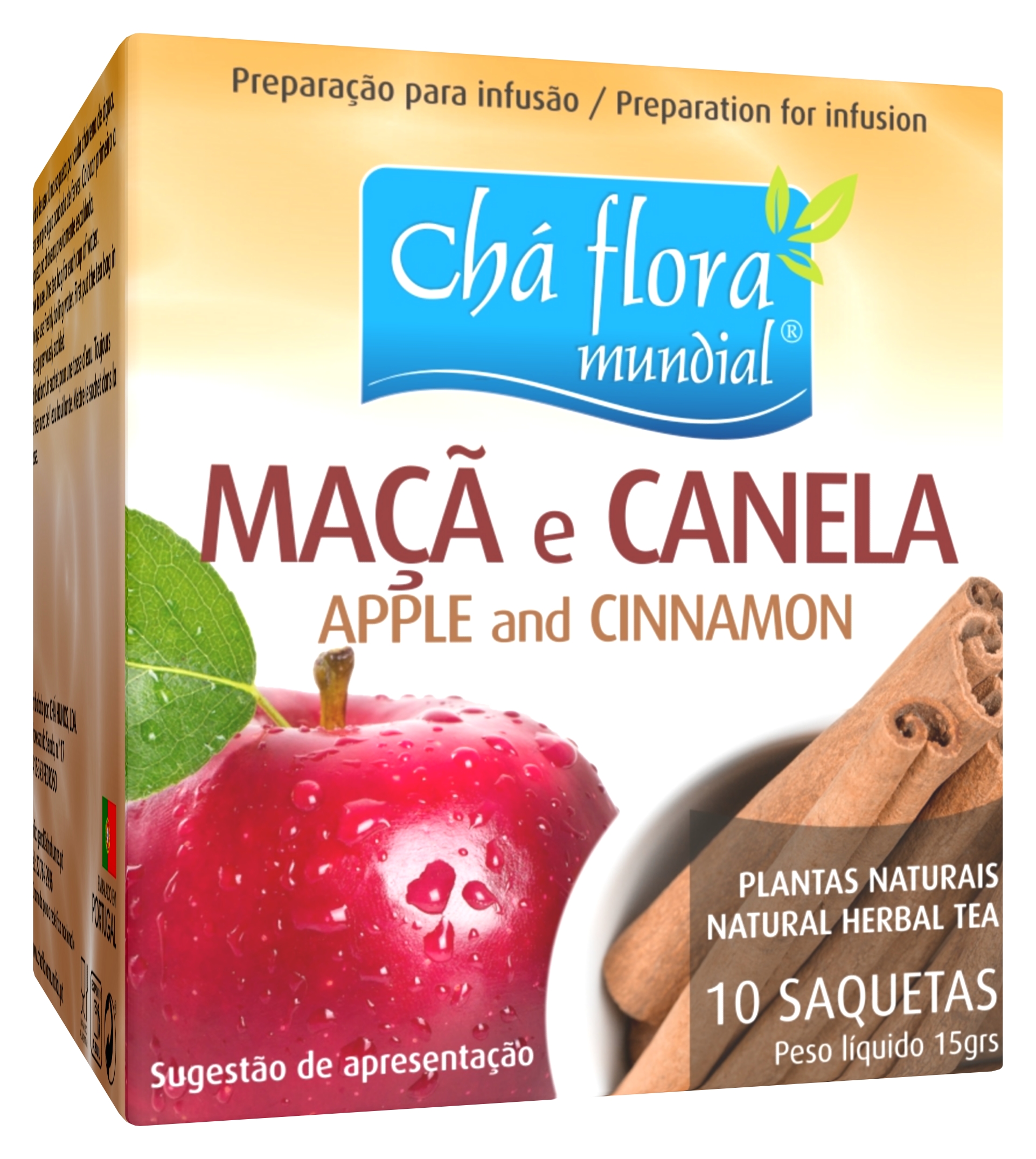 MAÇA E CANELA CFM Infusão Maçã e Canela Chá Flora Mundial - 10 saquetas x 1,5g - Image 1